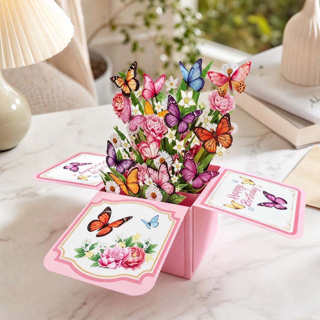3D -Up Box Birthday Greeting Card with Colorful Design