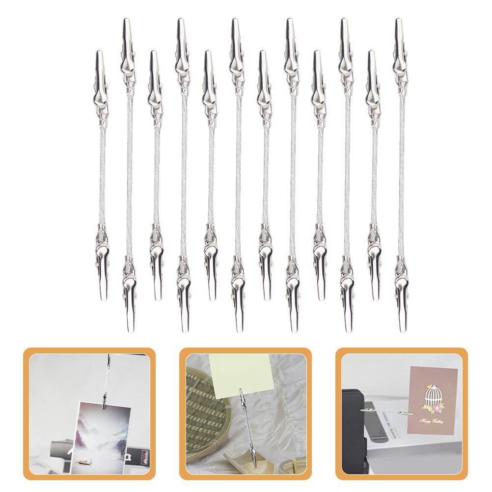 12Pcs Double Ends Alligator Clamps Notes Holder Metal Wire Clips Photo Clip Wall Picture Clips Home Decor Frame Display