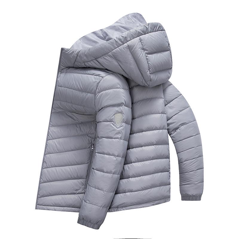 Men's Lightweight Hooded Down Jacket 2025 – Short Style, Stand-Up Collar, Trendy Winter White Duck Down Outerwear