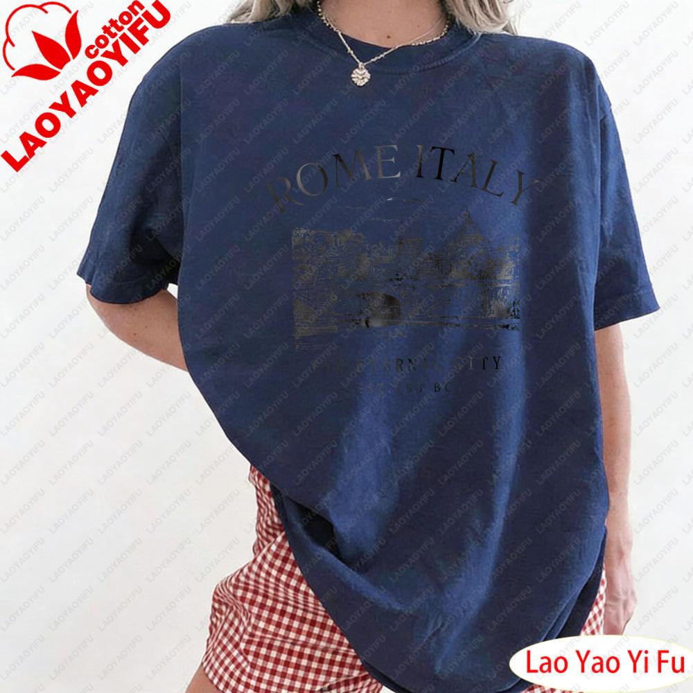I RoUnisex Italy Shirts Italy Skyline TShirt Womens Summer Tees ROME ITALY THE ETERNAL CITY EST 753 BC Graphic Tees