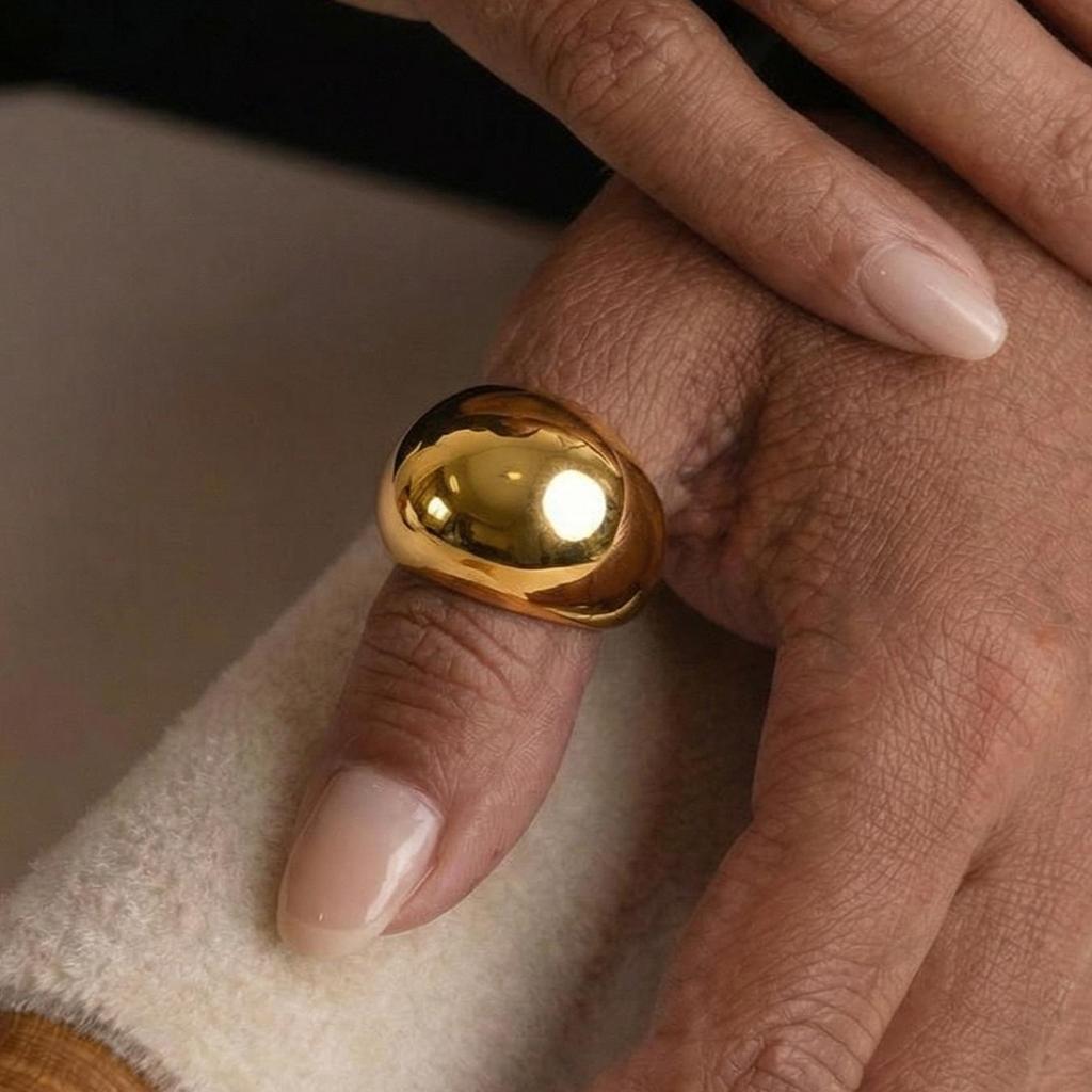 Exaggerated Geometric Stainless Steel Ring - Polished European American Fashion Jewelry