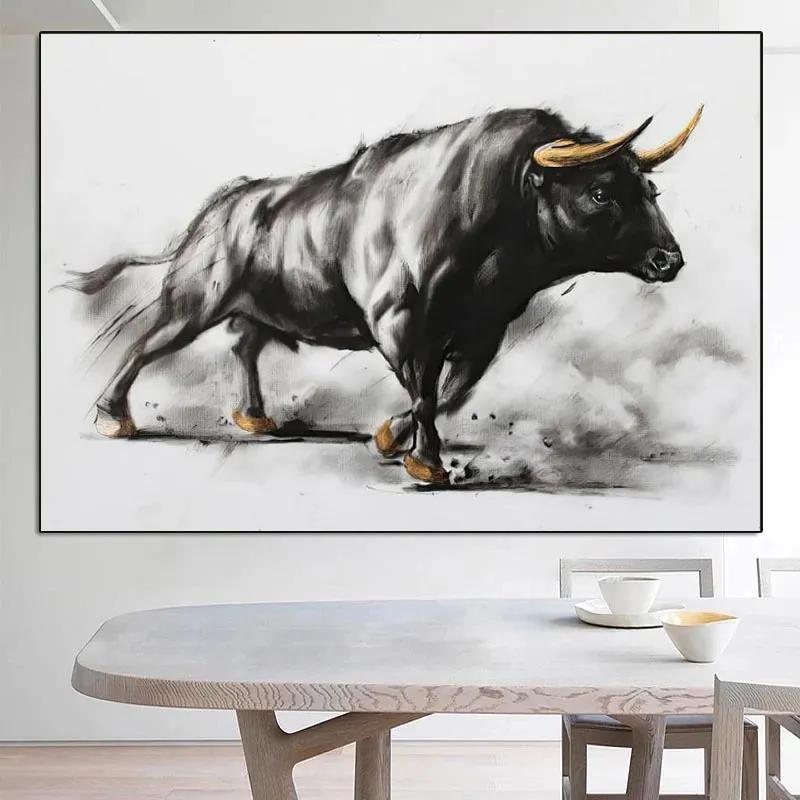 

Черный бык Живопись Коррида Холст Живопись Животные Плакаты и принты Скандинавское настенное искусство для гостиной