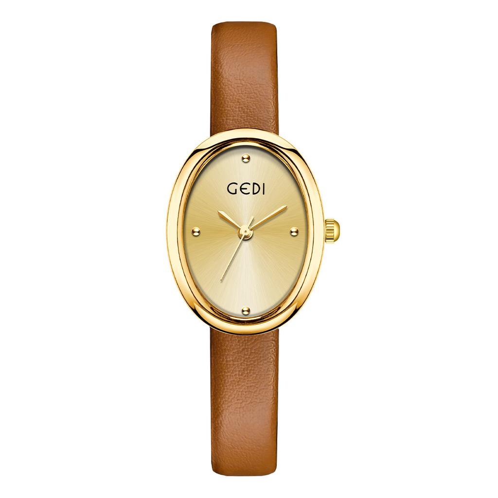 Vintage Niche Design Sense Oval Women'S Watch Small And Simple High Sense Student Belt Quartz Watch