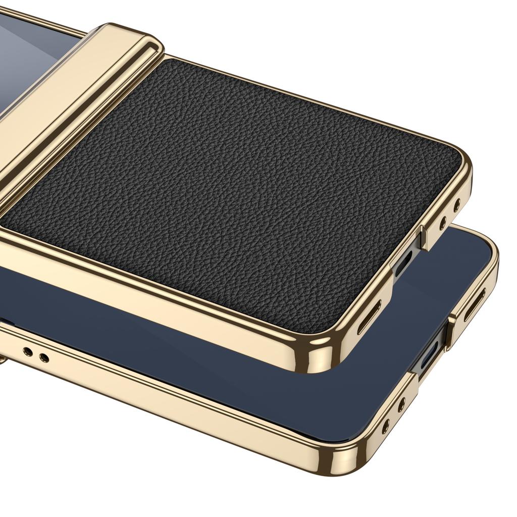Samsung Z Flip7 Mobile Phone Case Magnetic Folding Hinge Case Film Integrated Electroplating PC Leather Protection Case