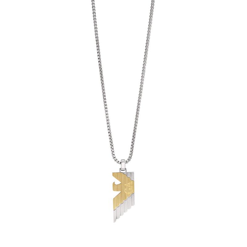 Emporio Armani Eagle Logo Design Trendy Hip Hop Stainless Steel Necklace Men necklace Gold Silver EGS3073040 Basic Packaging