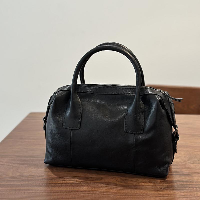 

Johnature Женская сумка из натуральной кожи в стиле ретро, высококачественная сумка-бостон из коровьей кожи, универсальные сумки через плечо для поездок на работу чёрный