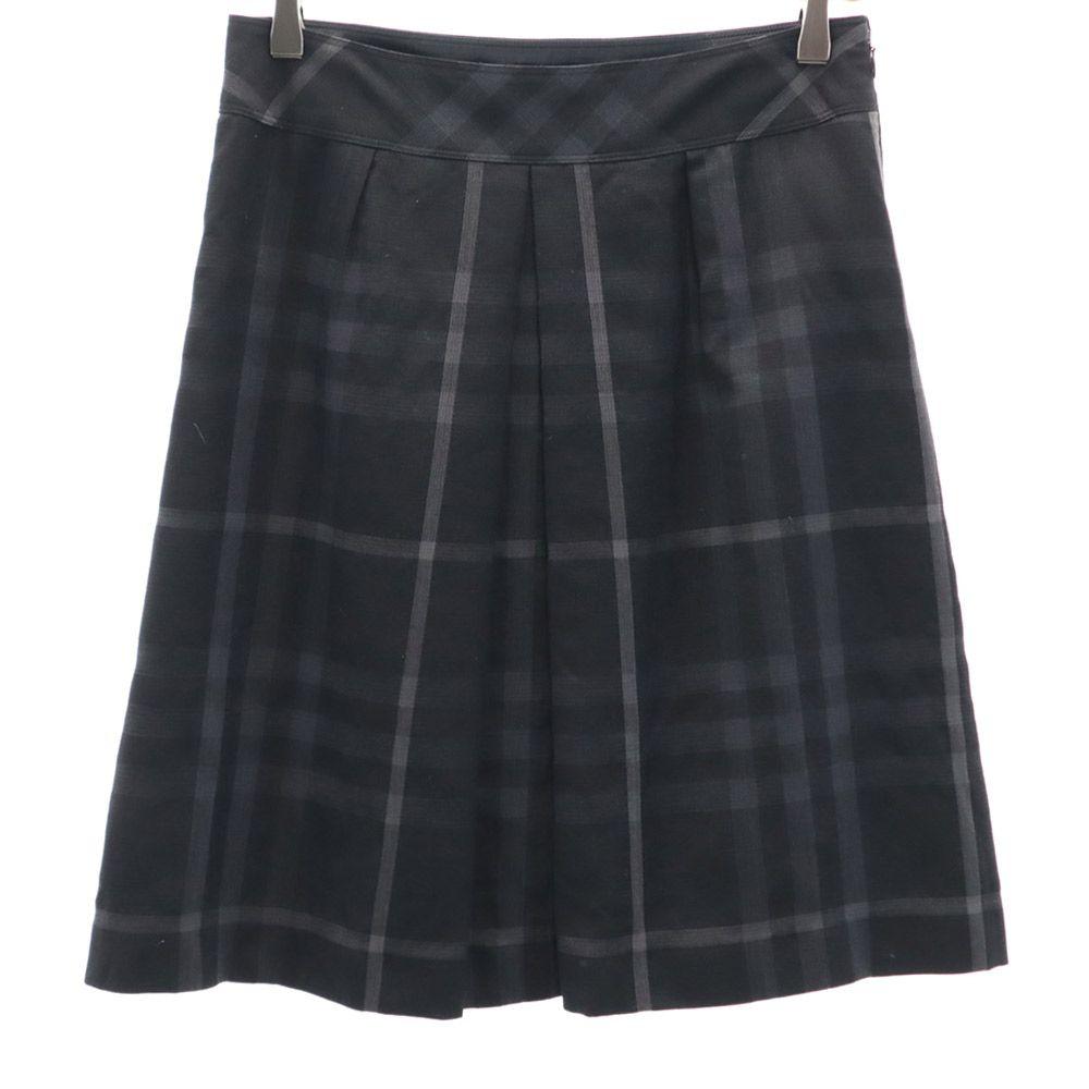 Burberry Sanyo Shokai Made In Japan Wool Check Pattern Midi Length Tack Skirt Women Used