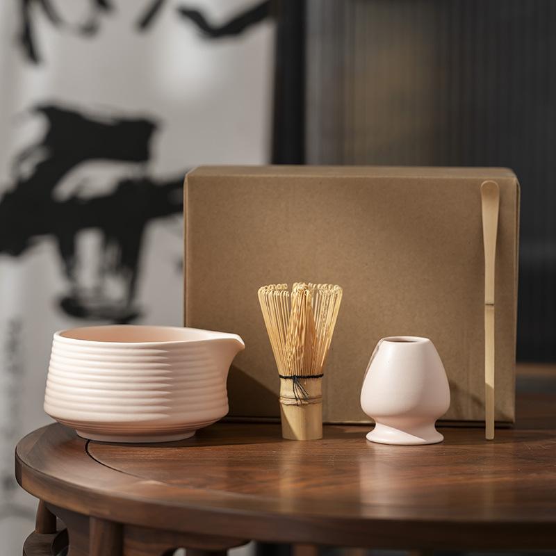 4Pcs/Set Japanese Matcha Tea Set Bamboo Matcha Whisk Scoop and Holder Matcha Bowl Tea Maker Tool Set Ceremony Accessories New