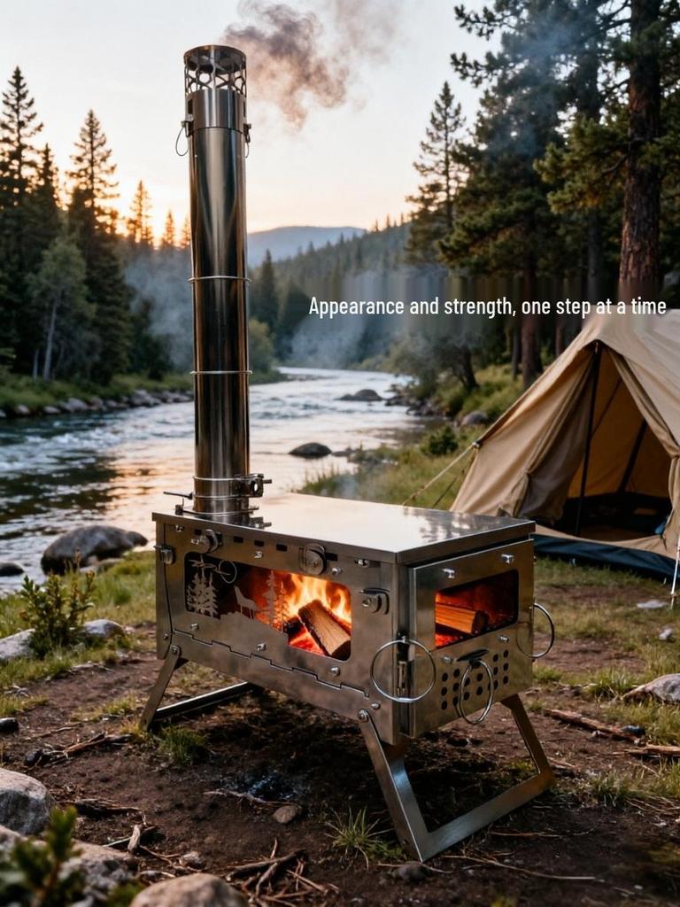 Foldable Stainless Steel Firewood Stove for Outdoor Camping and Hiking