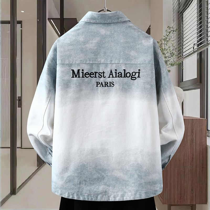 Long-sleeved Denim Jacket for Men Loose Cool and High-end Tops for Teenagers Trendy Shirts for Junior High School Students