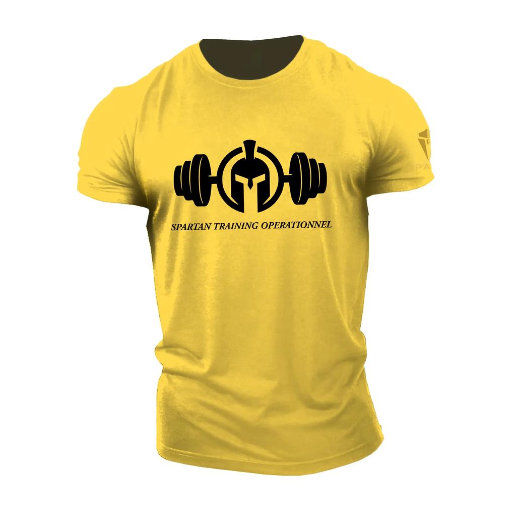 2025Pánské rychleschnoucí tričko s grafikou Spartan, top na cvičení v posilovně, letní nadměrné fitness tričko, prodyšné běžecké sportovní oblečení