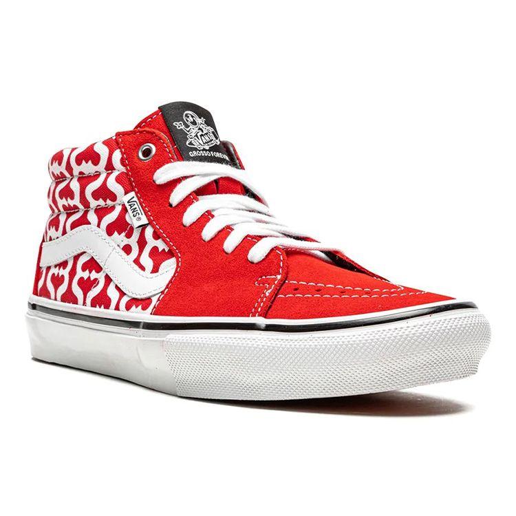 Supreme X Vans Grosso Mid Monogram S - Red Unisex Sneakers White VN0A5KS15XS