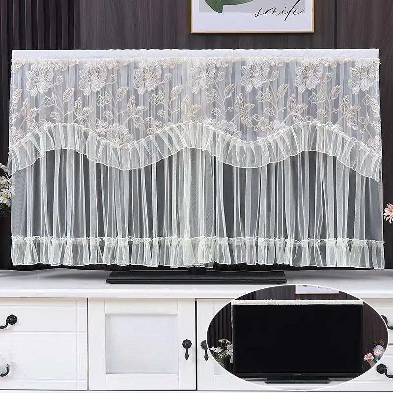 1pcs European Style Lace TV Cover Brand Universal Liquid Crystal TV Cover Cloth Anti Dust and Sun Protection Home Decoration Fabric Easy To Clean