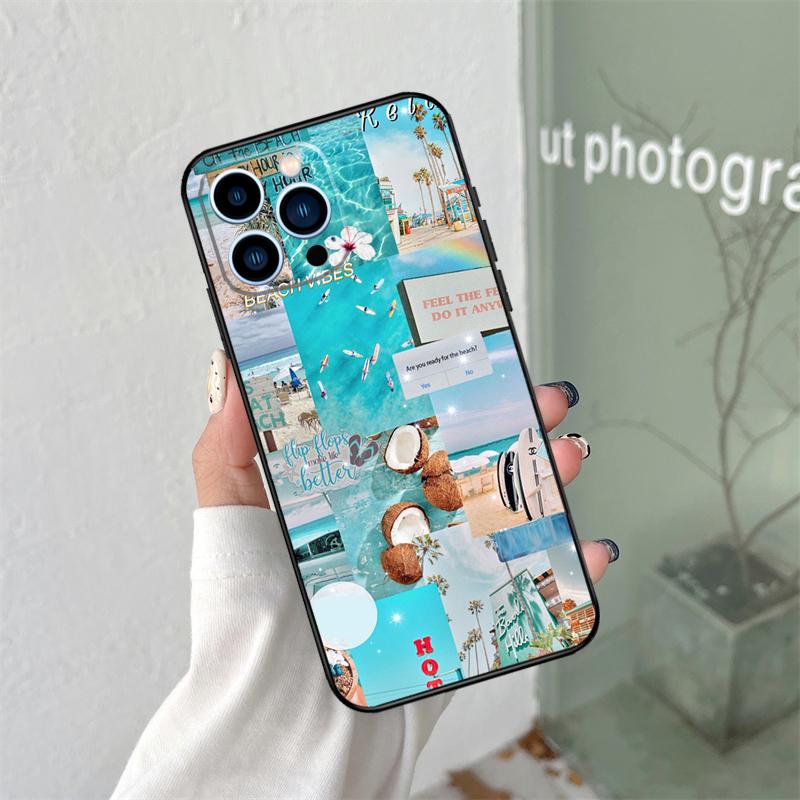 Beach Vibes Silicone Soft Case For iPhone 17 Air 11 14 15 16 Pro Max 13 12 Mini 16 Plus 16e Back Cover