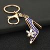 Keychain Pendant Sparkling Rhinestones High Heels Charm Key Chain with Lobster Clasp Electroplated Key Holder Bag Accessory