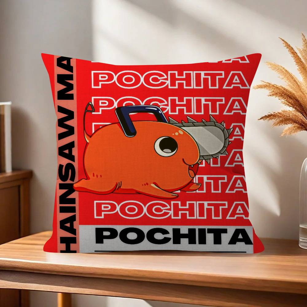 ANIME Chainsaw Man PPochita Kawaii Pillow Cover for Bedroom Room and Living Room Sofa Decorative Cushion Cover