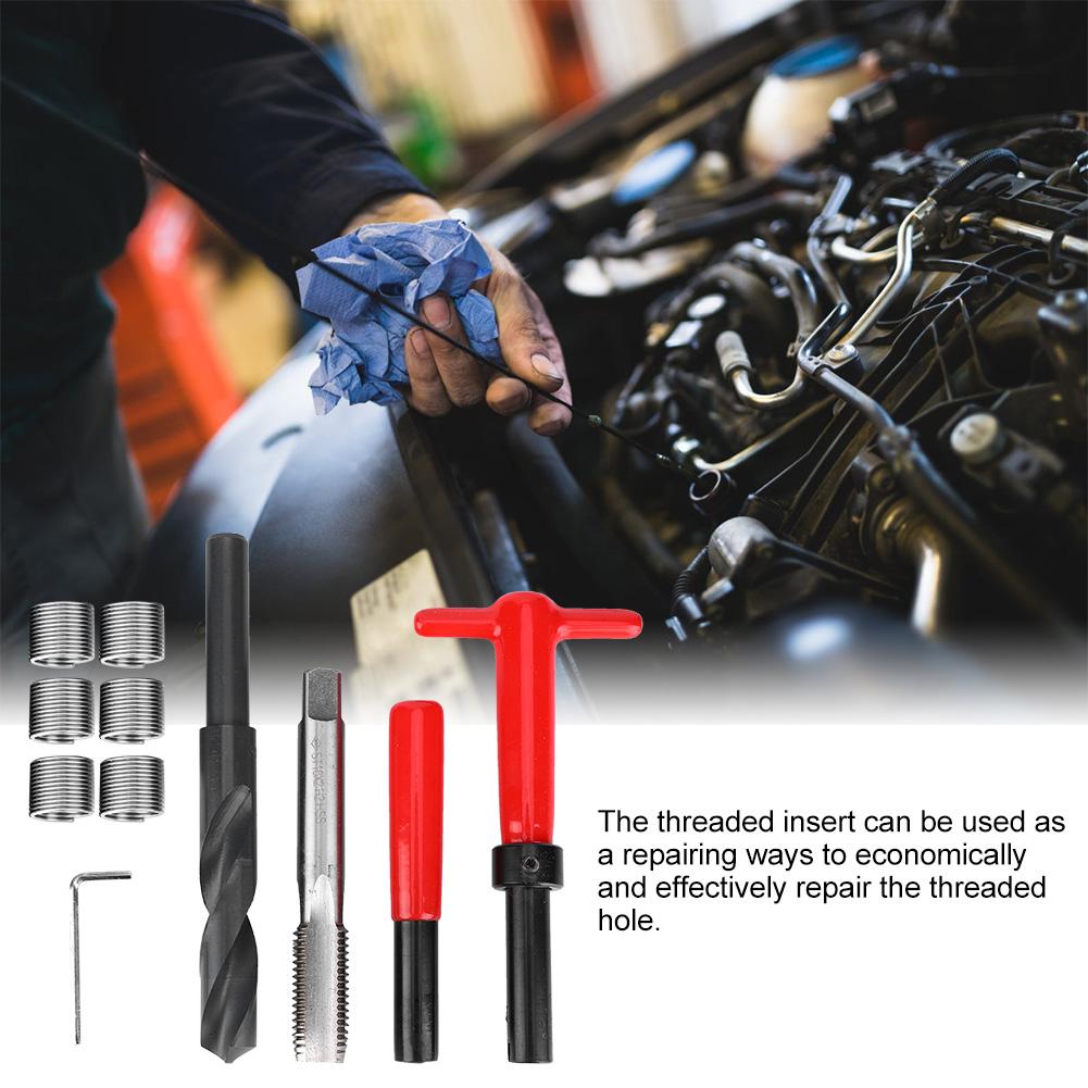 11ks Sada na opravu závitů Nerezová ocel Kroucený vrták Závitník Klíč Nástroj pro závitové vložky M16x2