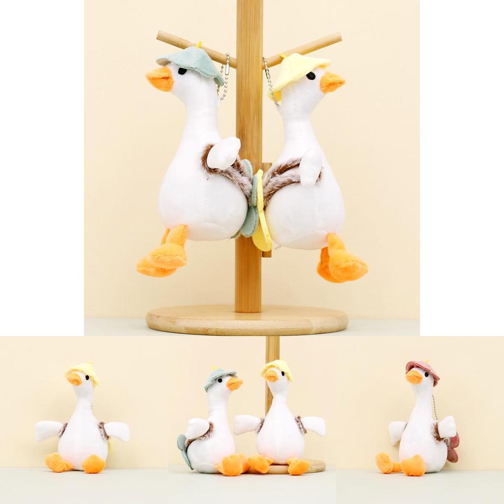 Charming White Goose Plush Toy Keychain Soft Duck Doll Backpack Decoration