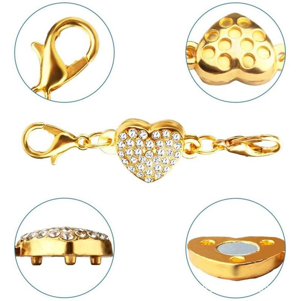 Heart Necklace Chain Connector Magnetic Connector Clasp Jewelry Making Clasp Rhinestone