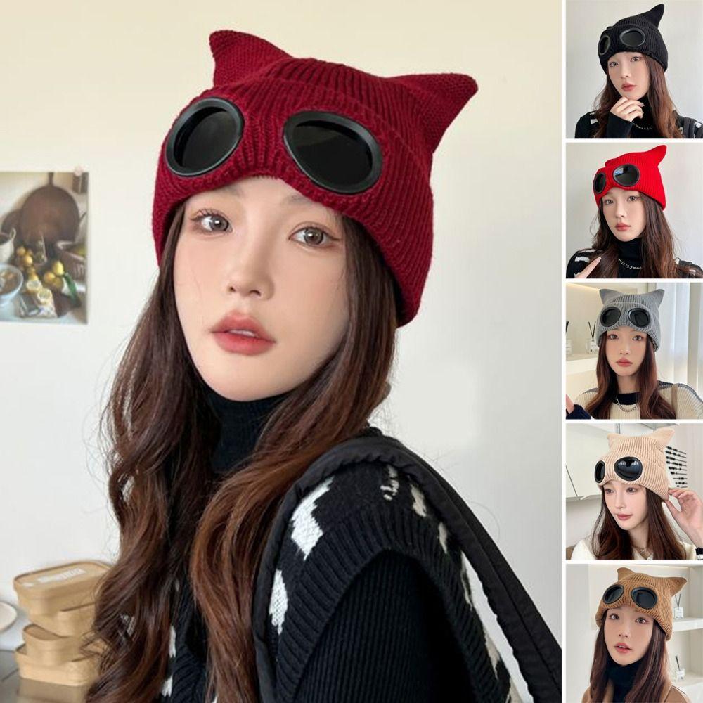 

Thickened Beanie Cap Keep Warm Bonnet Caps Cute Ear Protection Hat for Women Girls