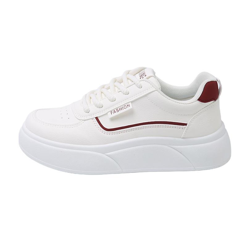Height-increasing platform white shoes women's 2025 autumn new leather versatile sports shoes student soft-soled casual board shoes