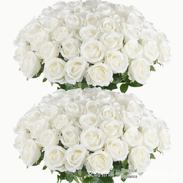 Rose di Seta Bianca Fiori Artificiali per San Valentino, Festival Qixi e Decorazioni per Matrimoni