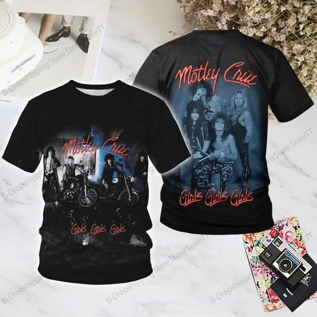 T-shirt Imprimé 3D Groupe Rock Motley Crue Hommes Femmes Mode Hip Hop Décontracté Manches Courtes Hauts T-shirts Vêtements Hommes T-shirt Enfant