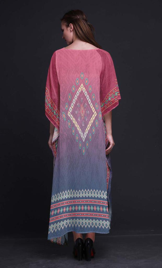 Phagun Aztec Geometric Long Caftan Maxi Dress Beach Swimwear Cover Up Womens