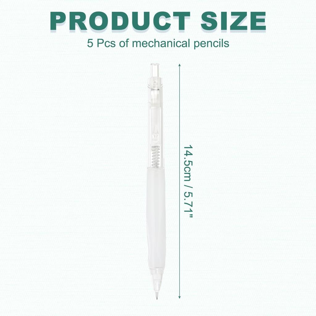 Drafting Mechanical Pencil for and Classrooms M&G 5-Piece 0.5mm Set, White, Sketching, Art, Lessons, Offices,