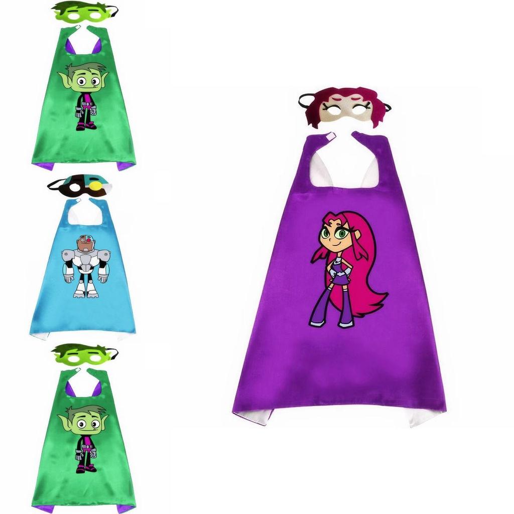 Vibrant Teen Titan Anime Superhero Costume Set With Cloak And Mask For Kids