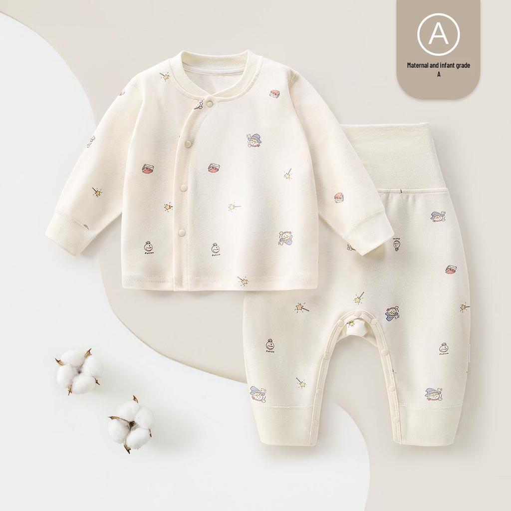 Spring & Fall Kids' Boneless Cotton Underwear Set: High-Waisted Base Layer for Boys & Girls