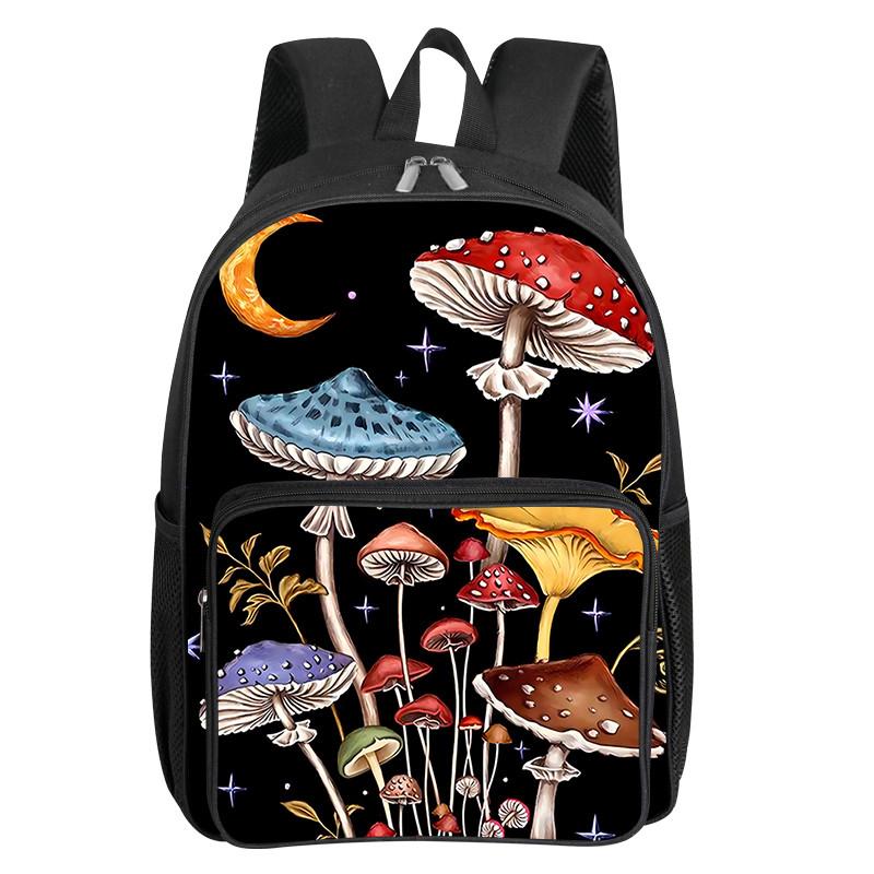 Jungle Paddestoelen Patroon Vierkante Voorvak Rugzak voor Jongens en Meisjes Beste Cadeaus 2D Platte Cartoon Schooltassen voor Kinderen