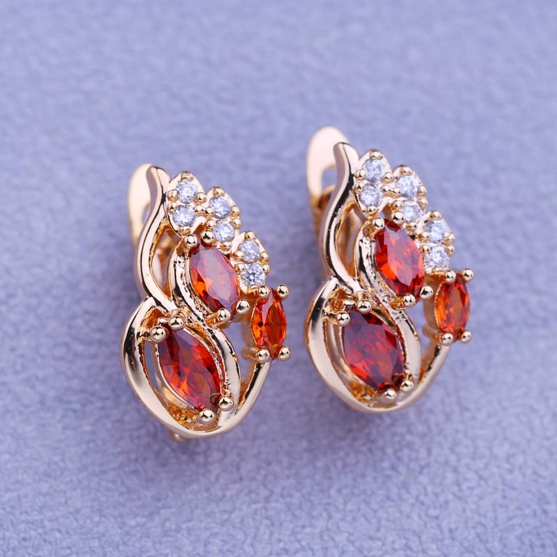 MINTHA Gioielli di Moda Zirconia Cubica Rossa Premium in Colore Oro Rosa Orecchini a Clip Per Donna Orecchini da Sposa