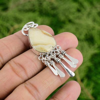 Promoção Dia das Filhas Pingente com Pedra Aragonita Prata 925 Engajamento Moldura Joias