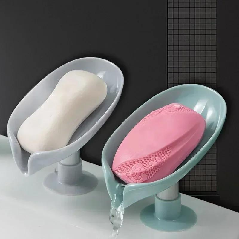 Portasapone a forma di foglia, portasapone a ventosa, vassoio per asciugatura, contenitore per spugna da doccia, accessori per il bagno e la cucina