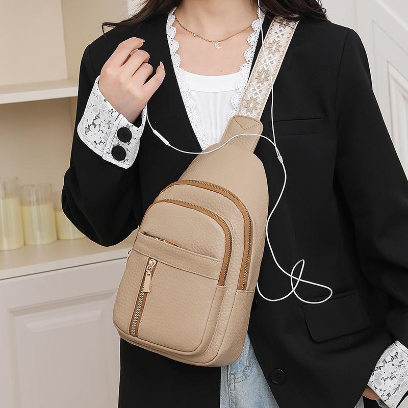 Women's Chest Bag Wide Shoulder Bag Vintage Crossbody Bag