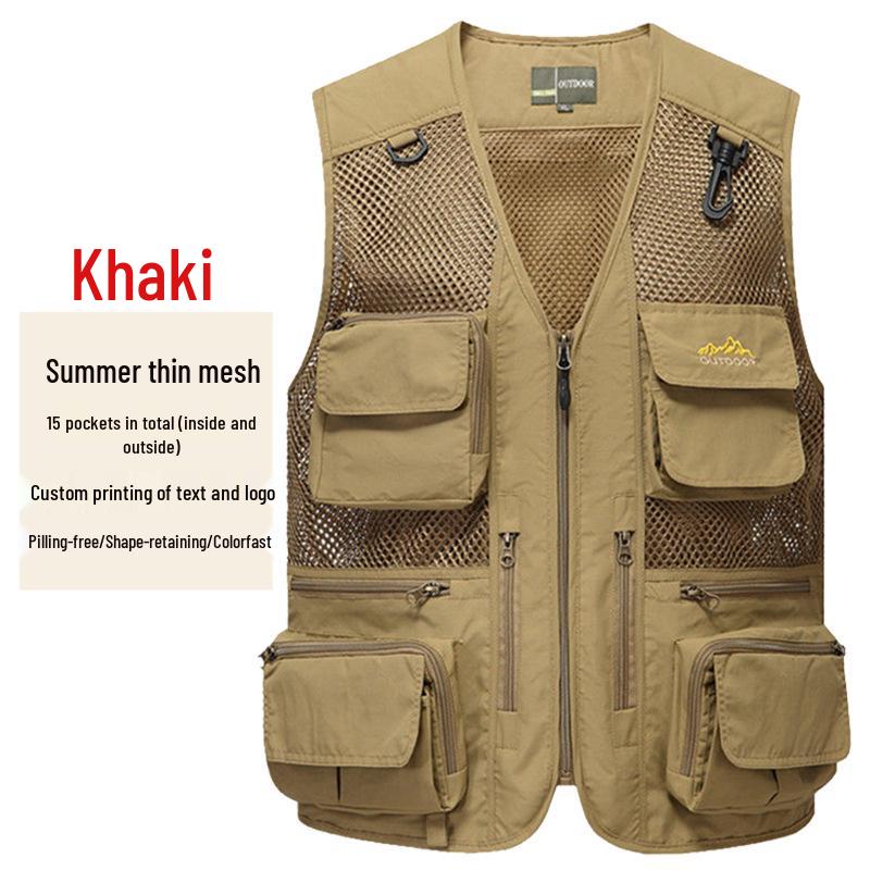 Men's 7XL Quick-Dry Mesh Vest With Multi-Pockets - Breathable Summer Wear
