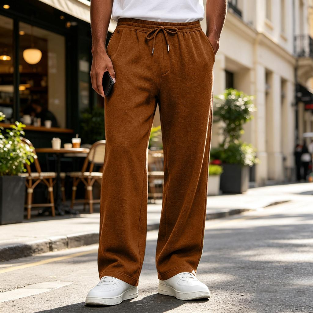 Men's Drawstring Elastic Waist Sweatpants - Color Loose Fit Joggers for Sizes