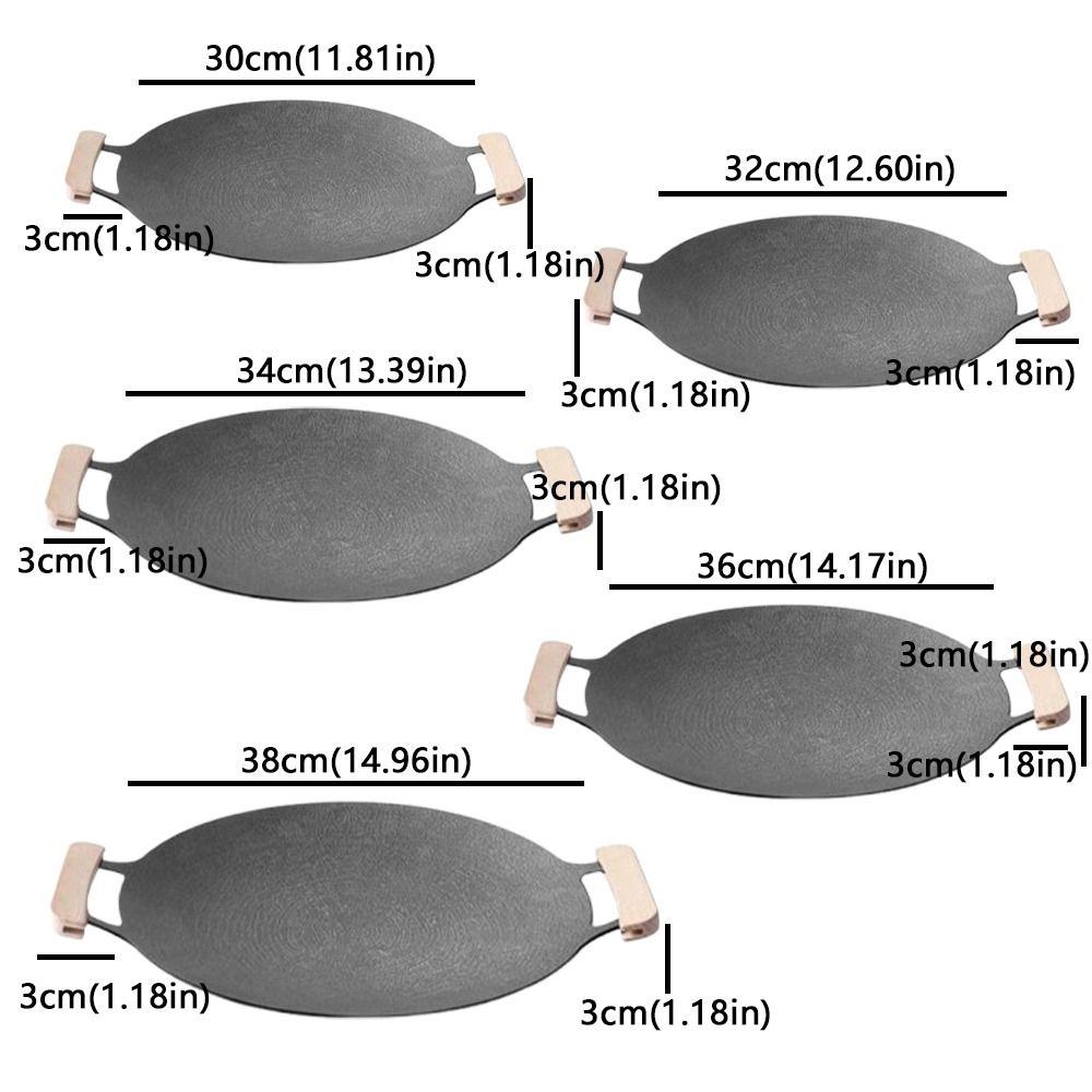 Round Shape Smokeless Griddle Pan 30/32/34/36/38cm Barbecue Plate Non-Stick Frying Pan  Travel BBQ