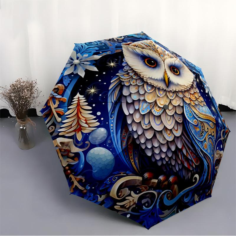 1pc Winter Fantasy Automatic Open/Close Umbrella, Windproof, Folding Compact Umbrella with Lightweight Design for Women/Men052
