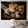 Löwenfamilie Wandteppich Brauner Ton Wildtier Wandteppich Majestätische Löwengruppe und Junges Kunst Wandbehang Raumdekoration