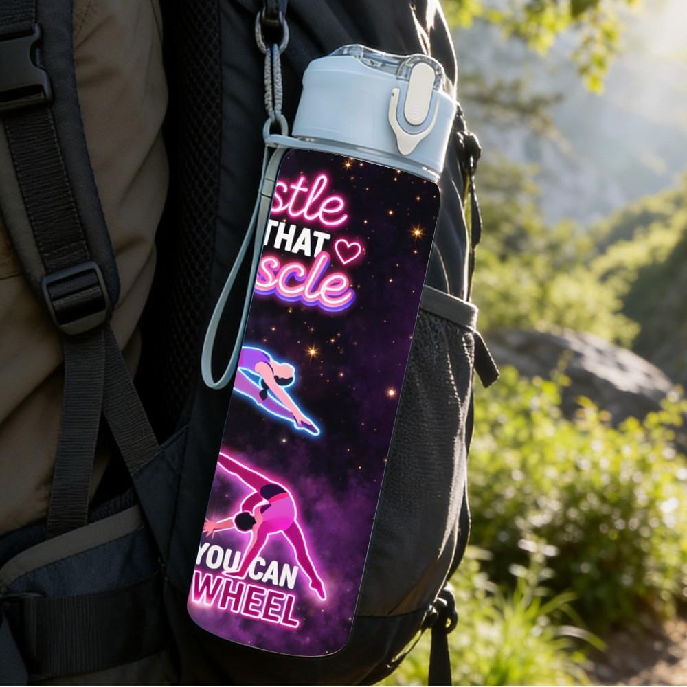 1PC Hustle Girl Purple Galaxy Quote 750ml Color Plastic Sports Water Bottle Leakproof Flip Straw Lid Suitable for Sports Office Home Use