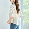 Short Sleeve Shirt Women's Summer Fungus Edge Lantern Sleeve Cotton Casual Top Women's