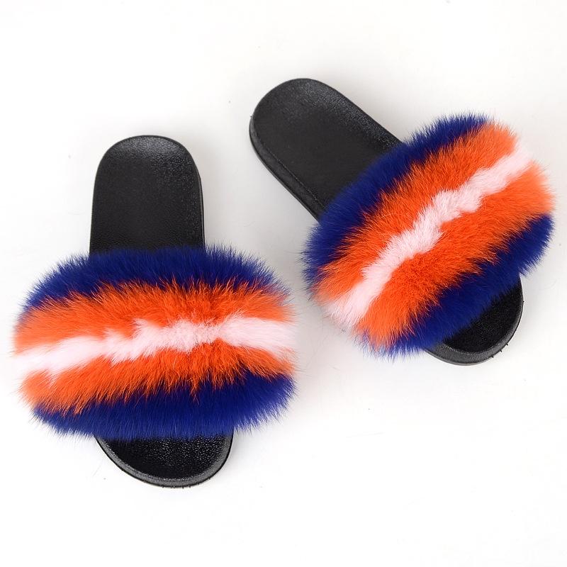 New Girls Fur Slippers Sandals Shoes Soft Luxury Women Lady Slides