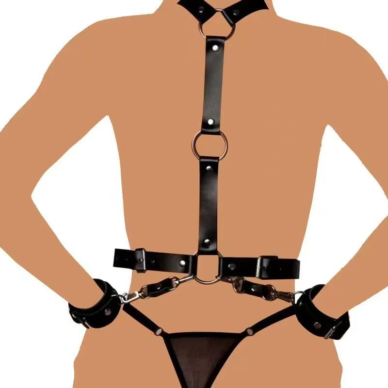 Sexy Lingerie Women PU Leather Body Harness Fetish Bondage Bdsm Erotic Underwear Rave Garter Belt