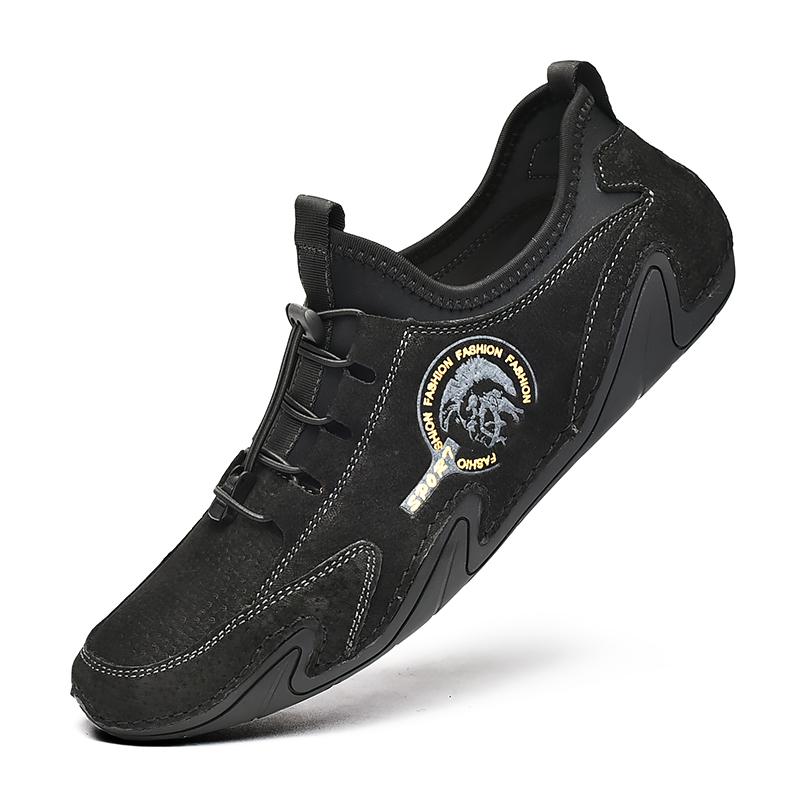 2024 Pánské tenisky Ležérní nazouvací mokasíny Venkovní lehké ploché boty Podzimní boty z pravé kůže Pohodlné boty Doudou se zkříženýma nohama