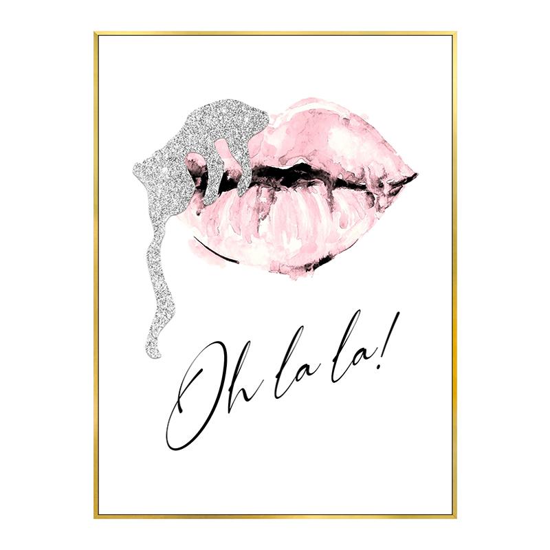 

Современная мода розовый цветок духи сексуальные губы женский макияж плакат холст живопись настенные художественные постеры принты девушка спальня домашний декор 40x50cm No Framed