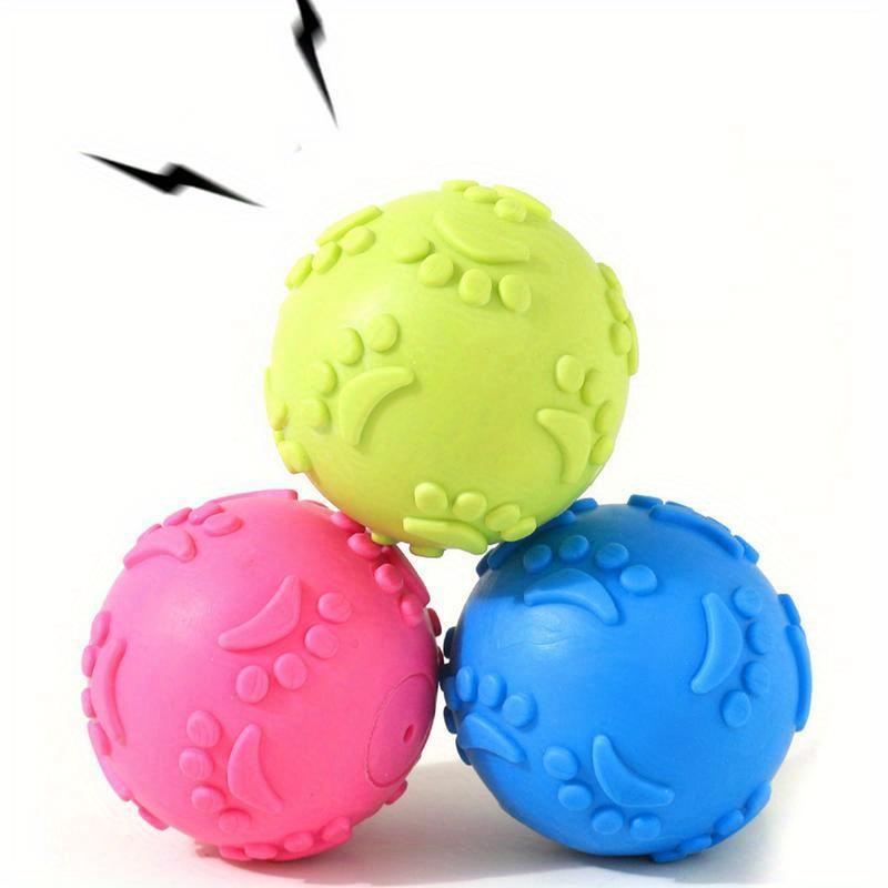 Dog Chew Squeaky Toy Ball Footprints Toy Balls Wear And Bite Resistant Dog Teeth Grinding Toy Small Medium And Large Breeds Pet Toys