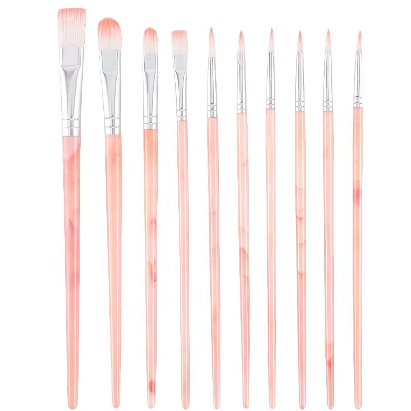 10Pcs Professional Colorful Oil Painting Brushes Nylon Hair Artist Paint Brush Set Watercolor Acrylic Paintbrush