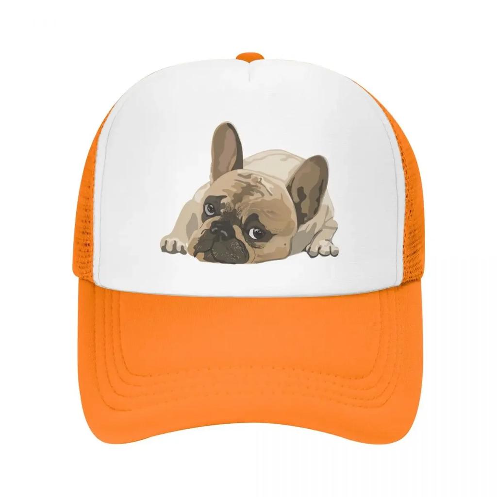 Anpassad Söt Fransk Bulldog Basebollkeps Unisex Dam Personlig Andningsbar Truckerhatt Streetwear Snapback Pappa Kepsar